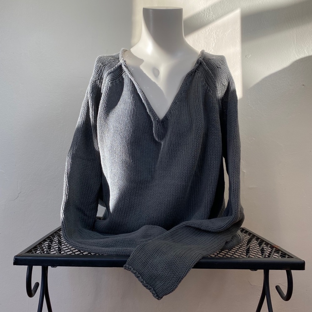 Allen Allen Knitted V-neck Sweater Green S